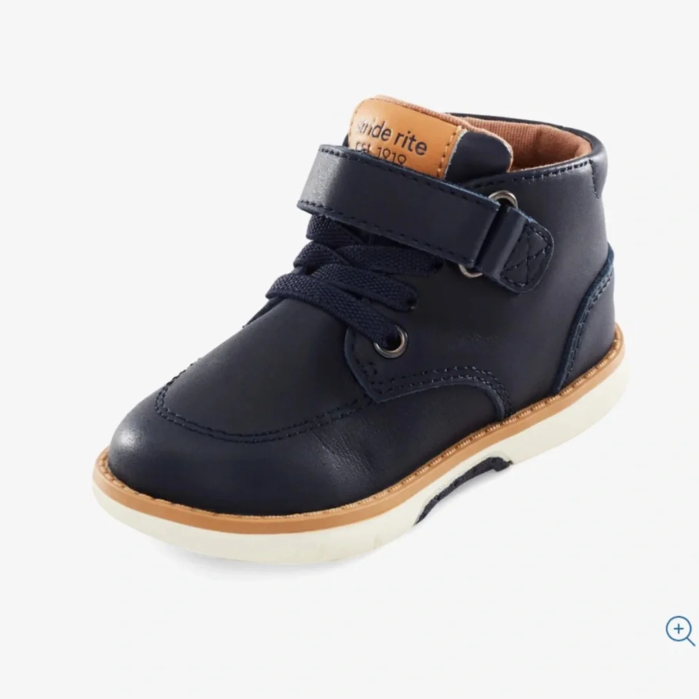 New Stride Rite Boys' Quinn SRT Leather Boots in Navy Toddler Size 9.5